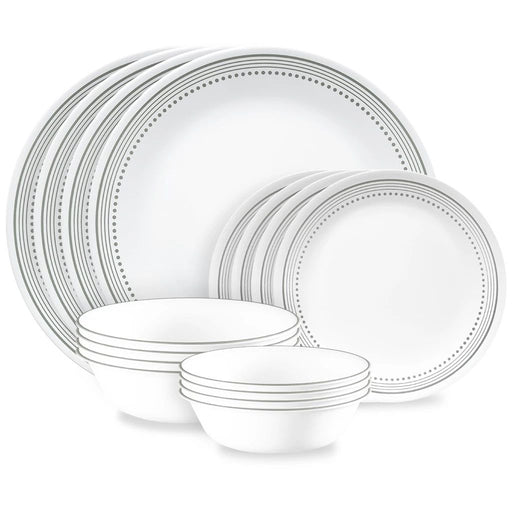 Mystic Gray 16-piece Mugless Dinnerware Set, Service for 4 