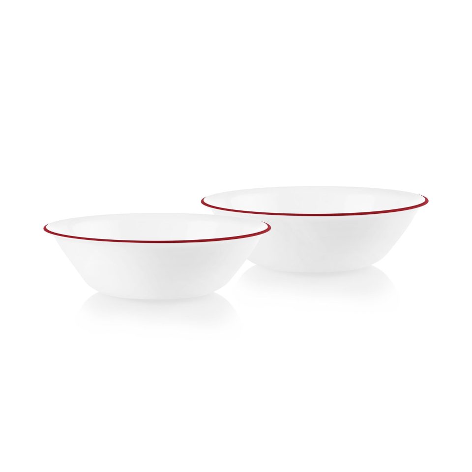 Corelle® Radiant Red Banded 1-quart Serving Bowls, 2-pack