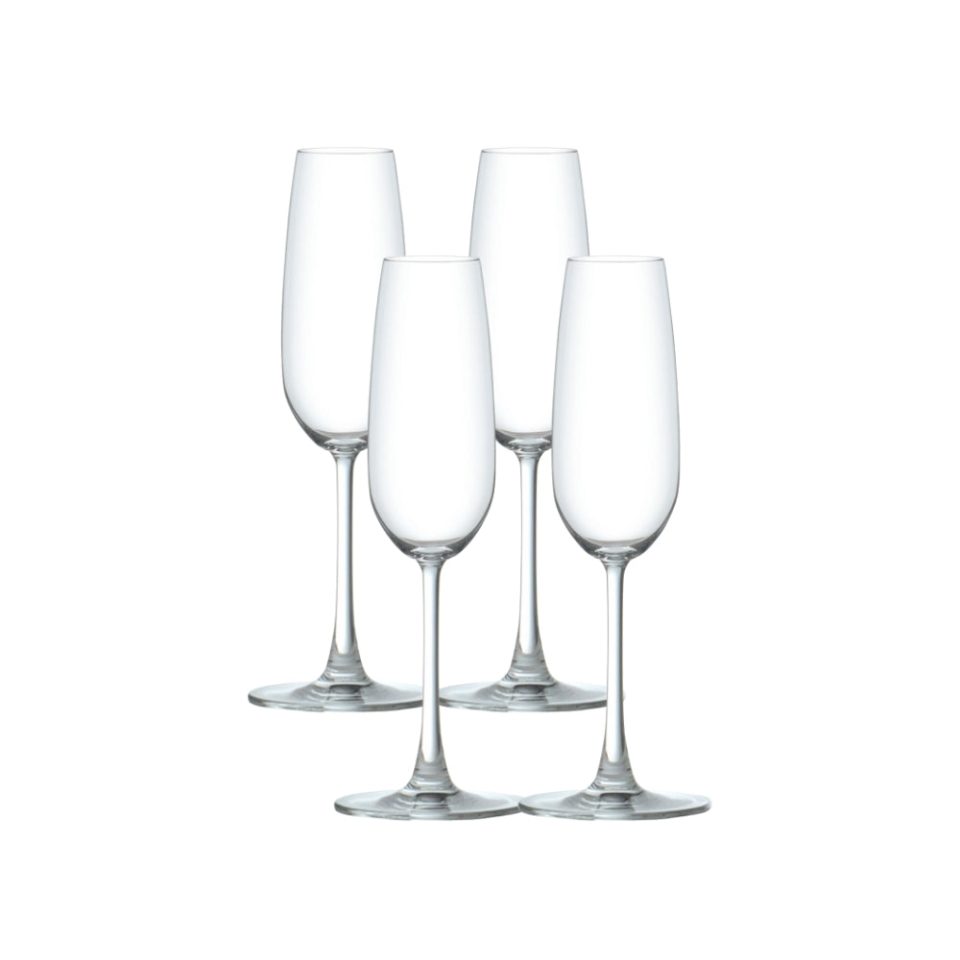 Ocean Glass Matera Champagne Flutes (4-Pieces), 7-ounce, dishwasher safe