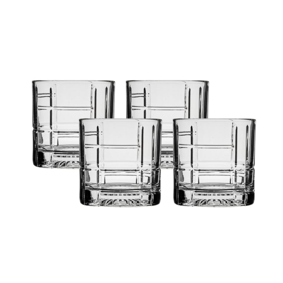 Ocean Glass Traze FTR Rocks Glasses (4-Pieces), 12-ounce, Dishwasher Safe