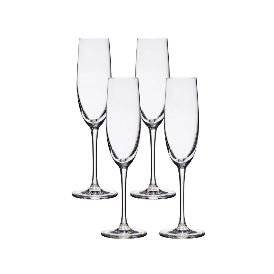 Lucaris Bangkok Bliss Champagne Flute Glasses (4-Pieces), 6-ounce, Dishwasher Safe, Lead-free Crystalline