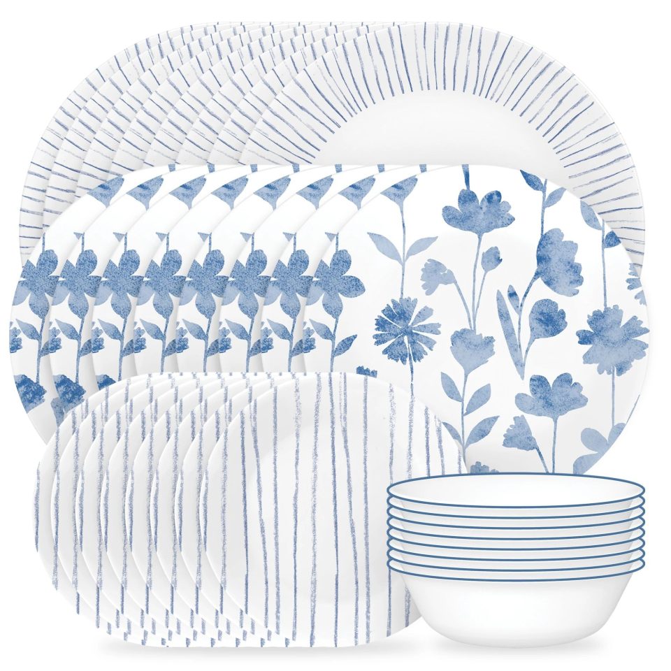 Corelle® Botanical Stripes 32-piece Dinnerware Set, Service for 8