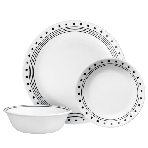 Corelle® City Block 18-piece Mugless Dinnerware Set, Service for 6