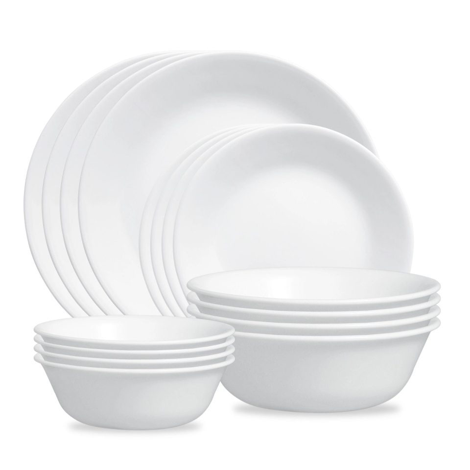 Corelle® Winter Frost White 16-piece Mugless Dinnerware Set, Service for 4