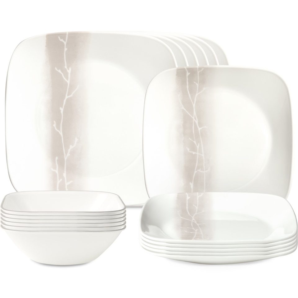 Corelle® Square Wandering Grove 18-piece Dinnerware Set, Service for 6